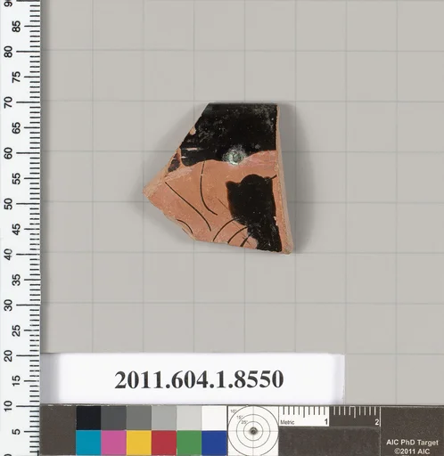 Terracotta rim fragment of a stemless kylix (drinking cup)