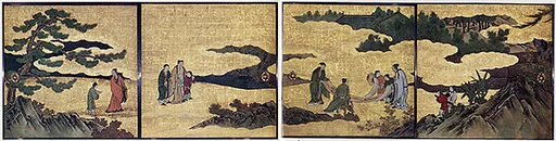 琴棋書画図襖の内|Appreciation of Painting, from a set of the Four Accomplishments