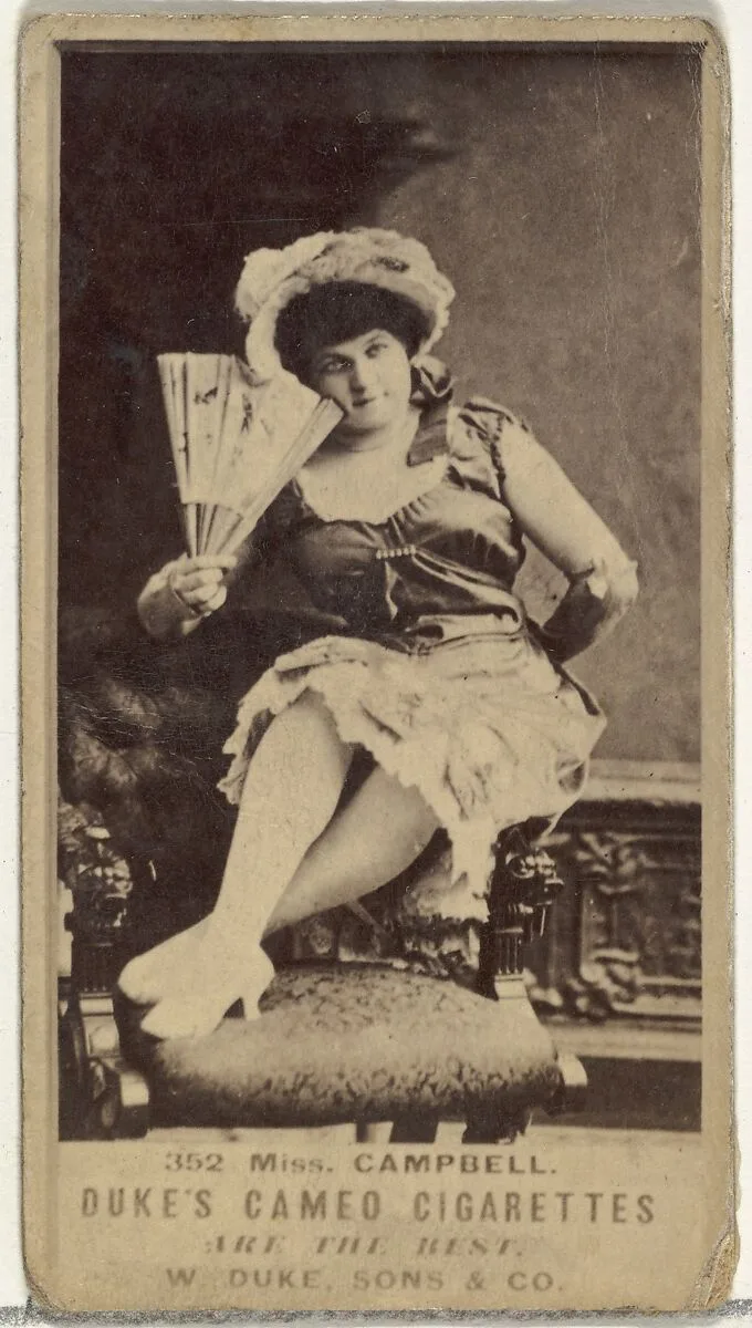 Card Number 352, Miss Campbell, from the Actors and Actresses series (N145-5) issued by Duke Sons & Co. to promote Cameo Cigarettes — W. Duke, Sons & Co.
