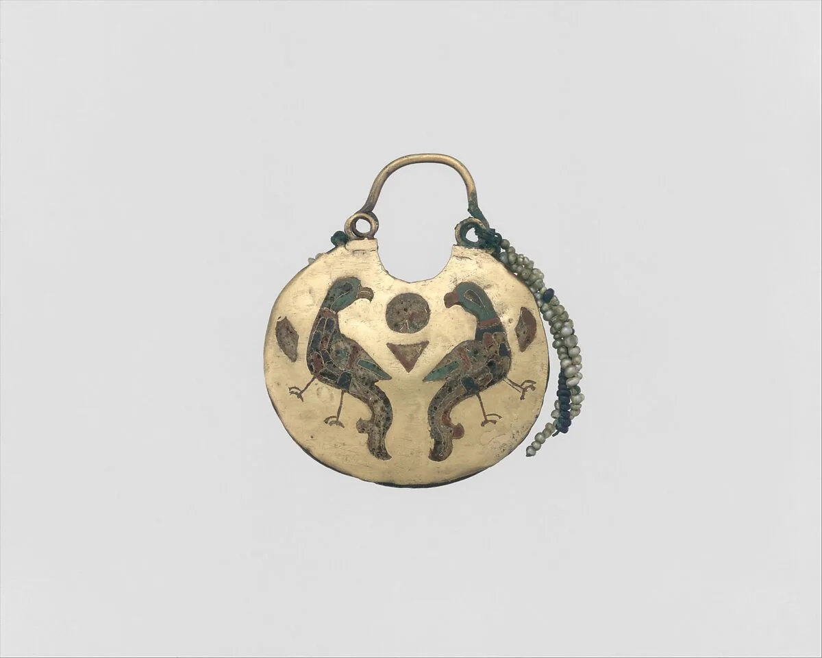 One of a Pair of Temple Pendants, with Confronted Birds (front) and Human Heads (back) — Unknown