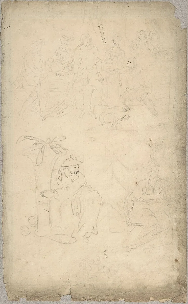 Figure studies — George Bickham, Sr.