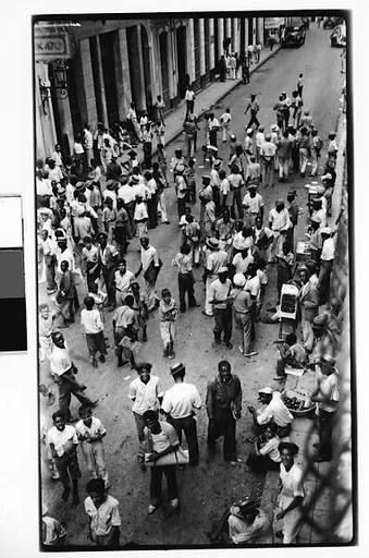 [Crowd of Men on Street, From Above, Havana]