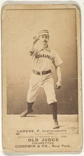 Lev Shreve, Pitcher, Indianapolis, from the Old Judge series (N172) for Old Judge Cigarettes