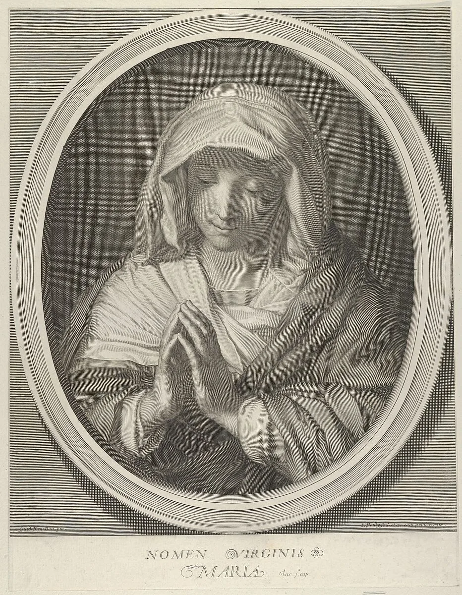 The Virgin in prayer looking down, in an oval frame, after Reni — Guido Reni|Francois de Poilly|Francois de Poilly