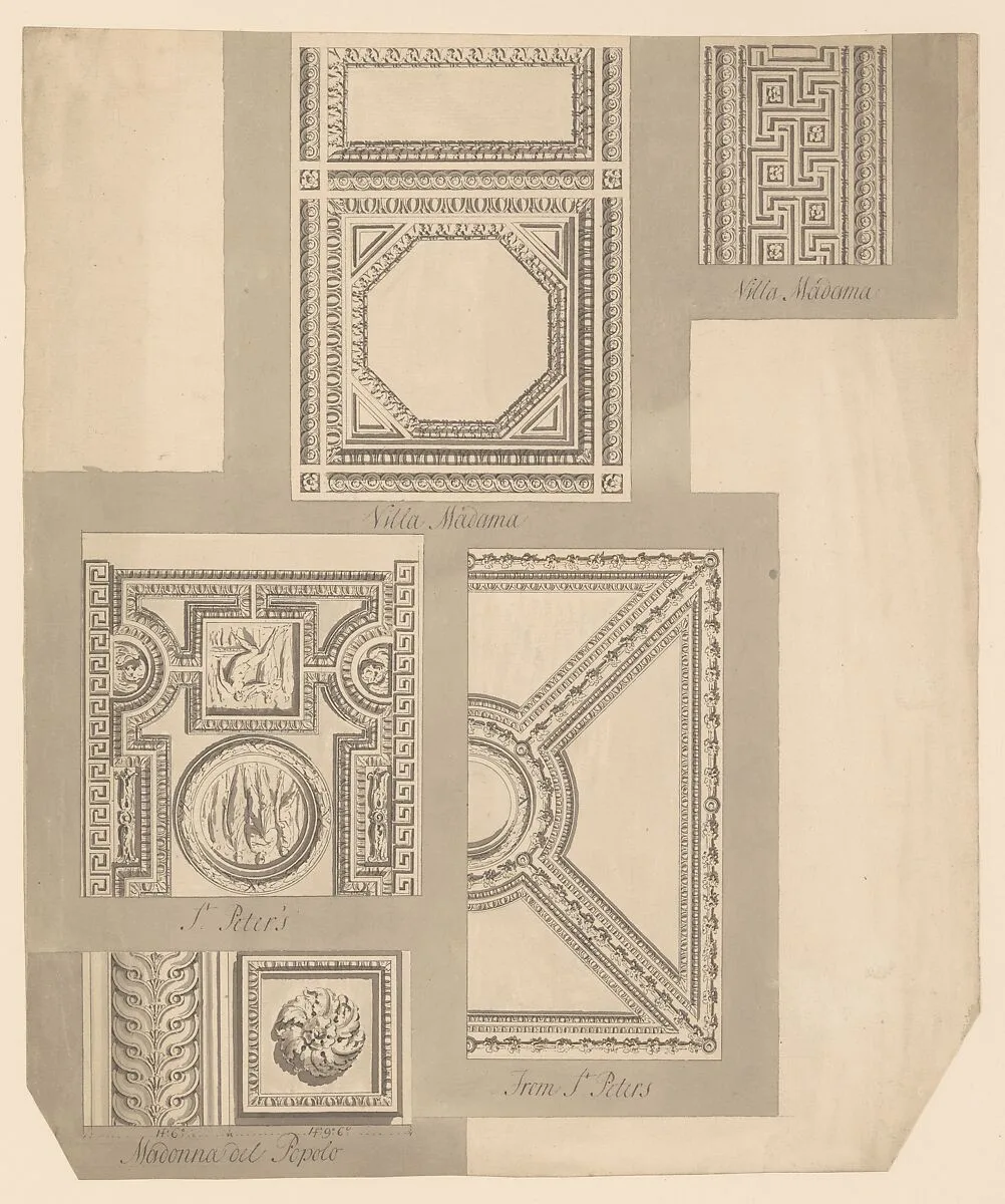 Details of Ceilings, Villa Madama, St. Peter's and Madonna del Popolo — Sir William Chambers