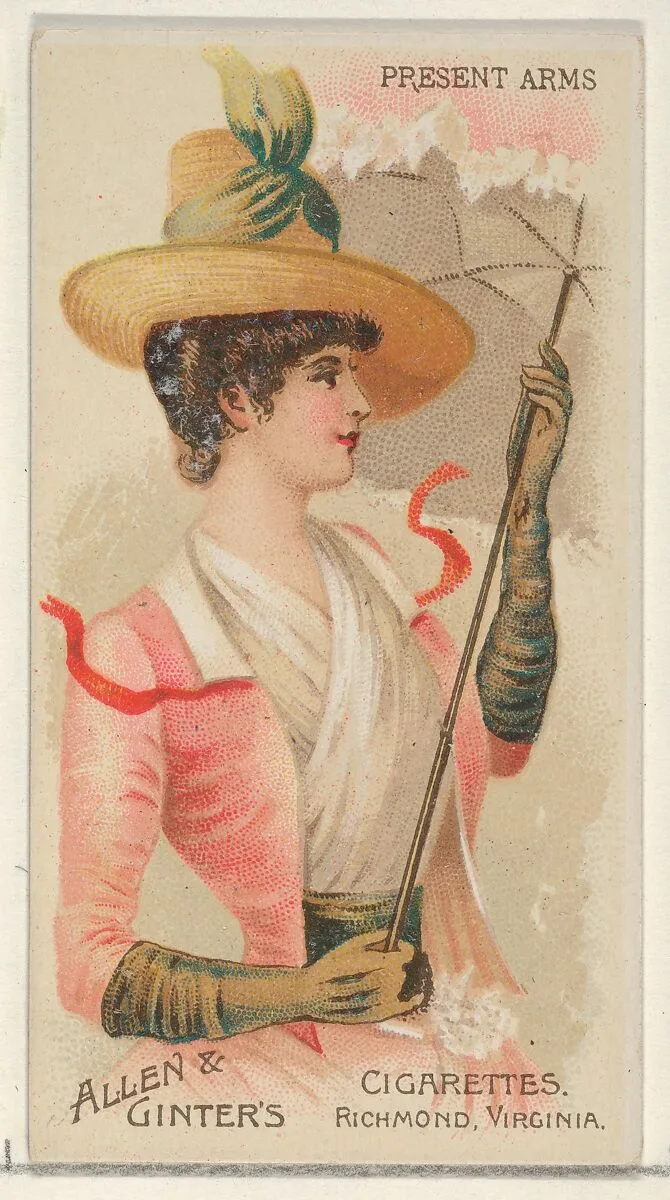 Present Arms, from the Parasol Drills series (N18) for Allen & Ginter Cigarettes Brands — Allen & Ginter|Schumacher & Ettlinger