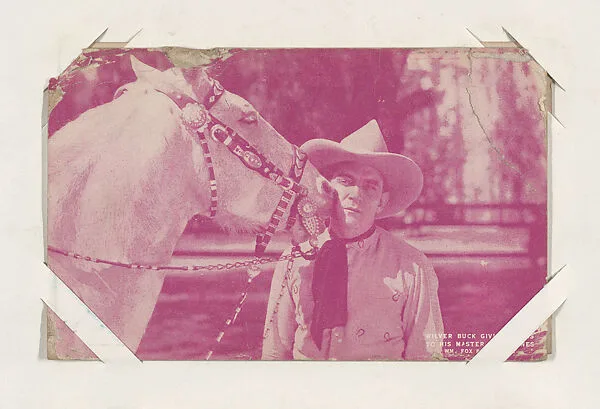 Wilver Buck giving kiss to his master Buck Jones from Western Stars or Scenes Exhibit Cards series (W412) — Unknown