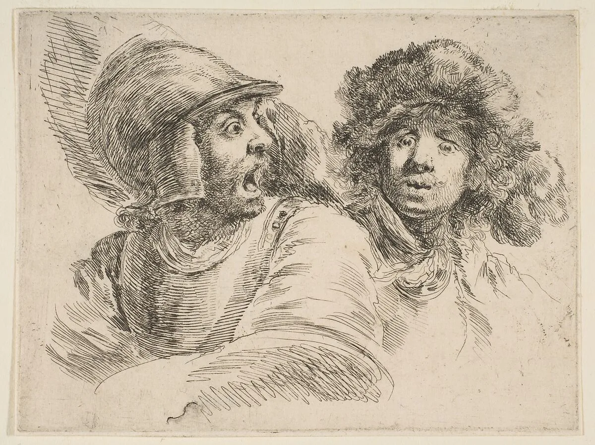 Frightened Soldier and a Man in a Fur Hat — Stefano della Bella