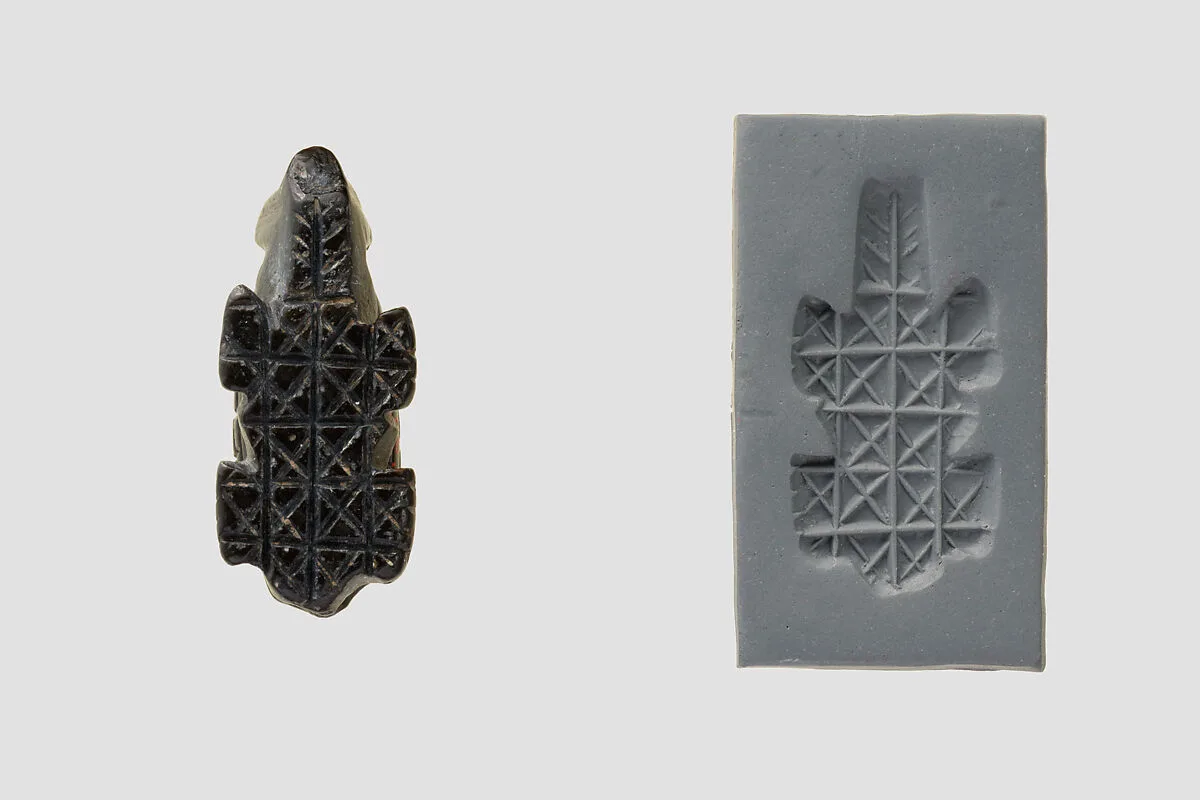 Stamp seal and modern impression: geometric pattern — Unknown