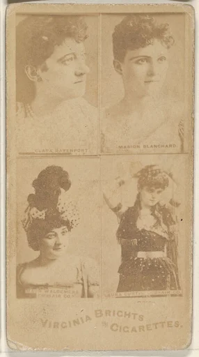 Clara Davenport/ Marion Blanchard/ Maud Waldemere, Corsair Co./ Laura Curtis, Corsair Co., from the Actors and Actresses series (N45, Type 4) for Virginia Brights Cigarettes