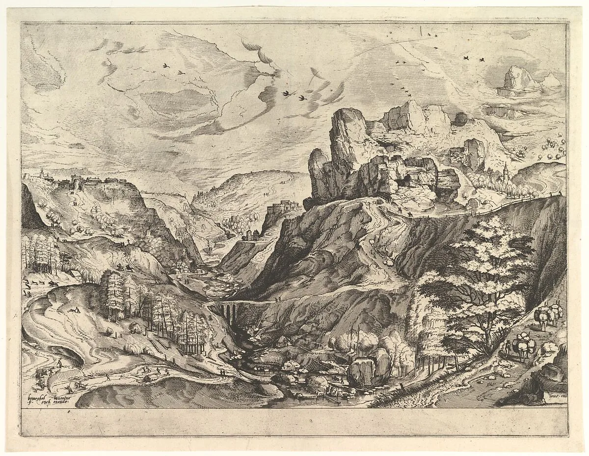 Alpine Landscape with a Deep Valley from The Large Landscapes — Pieter Bruegel the Elder|Johannes van Doetecum I|Lucas van Doetecum|Hieronymus Cock