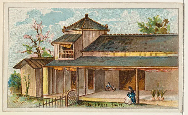 Japanese House, from the Habitations of Man series (N113) issued by W. Duke, Sons & Co. to promote Honest Long Cut Smoking and Chewing Tobacco — The Giles Company|W. Duke, Sons & Co.|American Tobacco Company