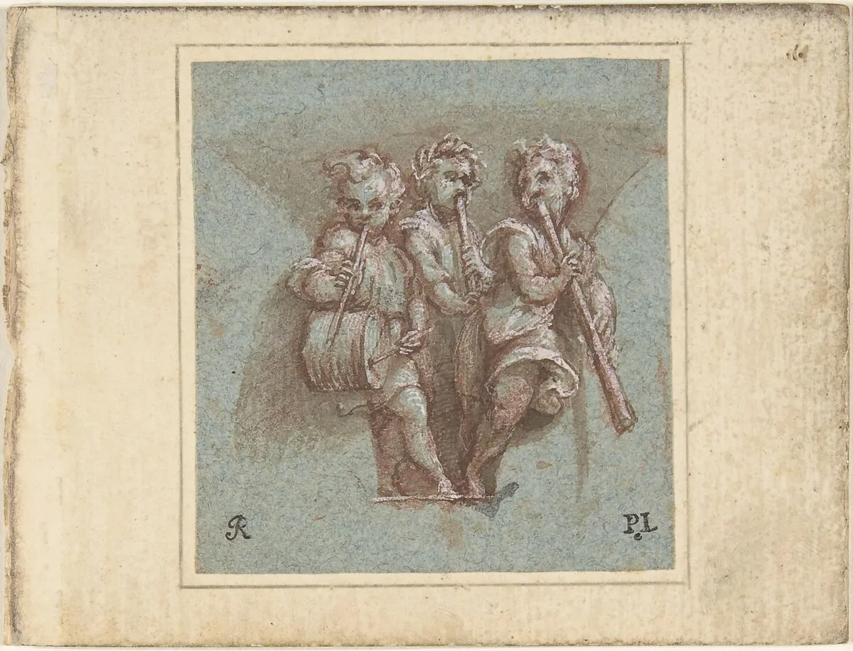 Design for a Pendentive: Youthful Musicians with Wind Instruments and a Drum — Pomponio Amalteo