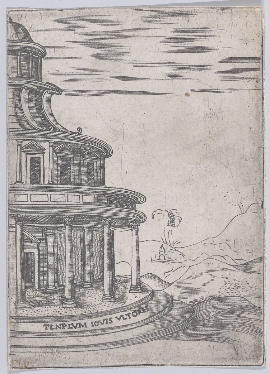 Templum Iovis Ultoris (Views of Ancient Roman Temples and Arches) — Anonymous, Italian, 16th century