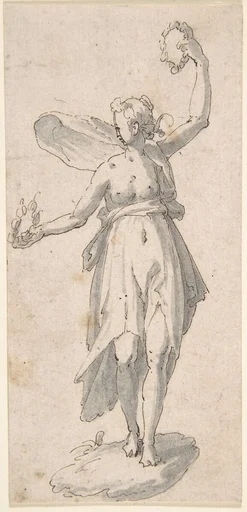 Female Figure Holding Wreaths