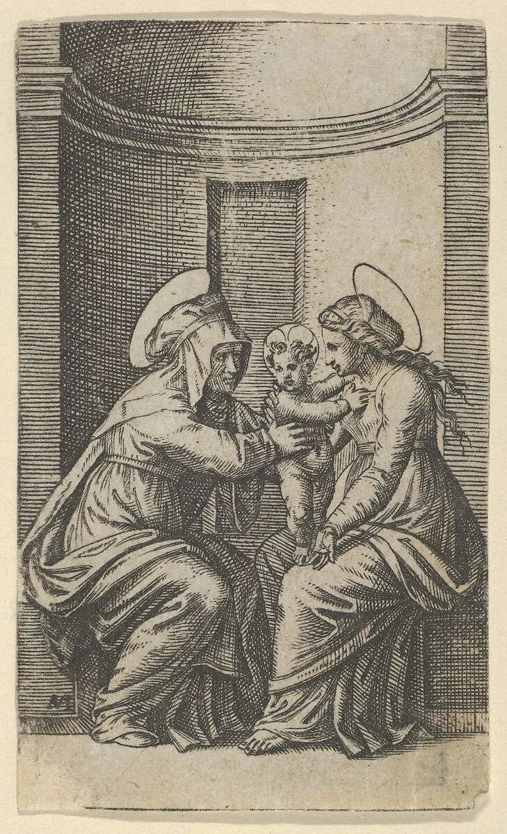 Saint Anne and the Virgin with the Infant Christ — Marcantonio Raimondi