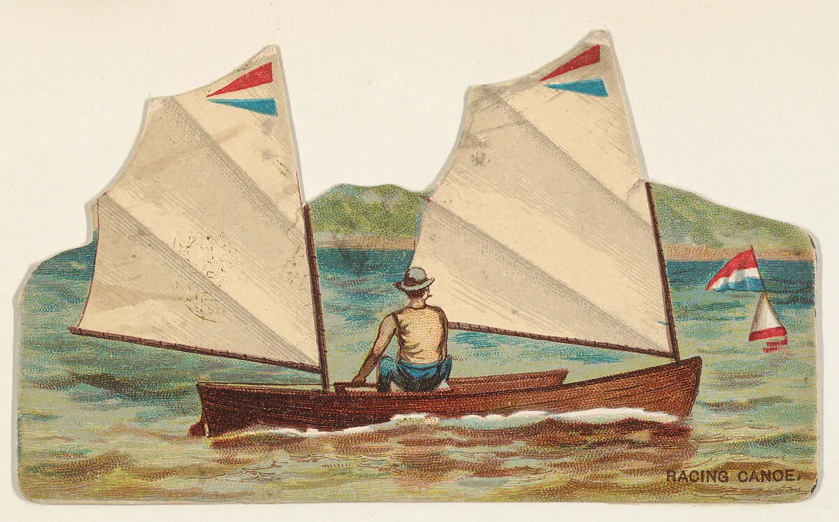 Racing Canoe, from the Types of Vessels series (N139) issued by Duke Sons & Co. to promote Honest Long Cut Tobacco — Giles|Knapp & Company|W. Duke, Sons & Co.