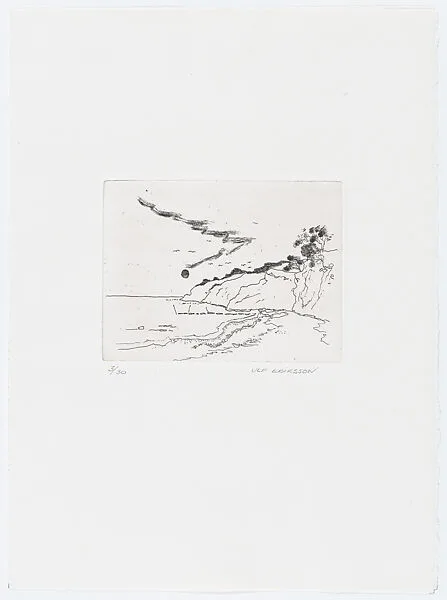 A beach landscape with cliffs, from 'Pictures from my hand' (Bilder från min hand) — Ulf Eriksson|CBS Grafik