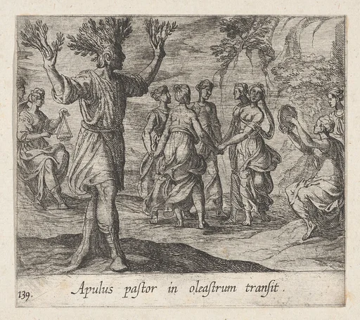 Plate 139: The Apulian Shepherd Changed into an Olive Tree (Apulus pastor in oleastrum transit), from Ovid's 'Metamorphoses'