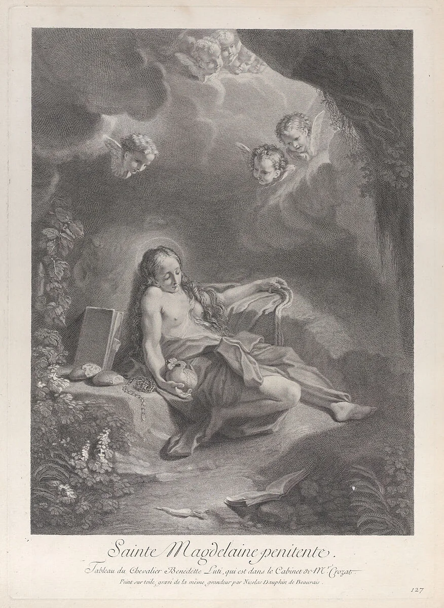 The Holy Family with Saint Elizabeth and angels — Benedetto Luti|Nicolas Dauphin de Beauvais
