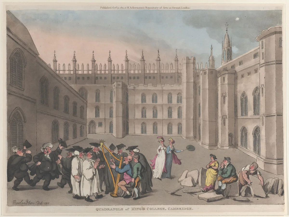Quadrangle of King's College, Cambridge — Thomas Rowlandson|Rudolph Ackermann, London