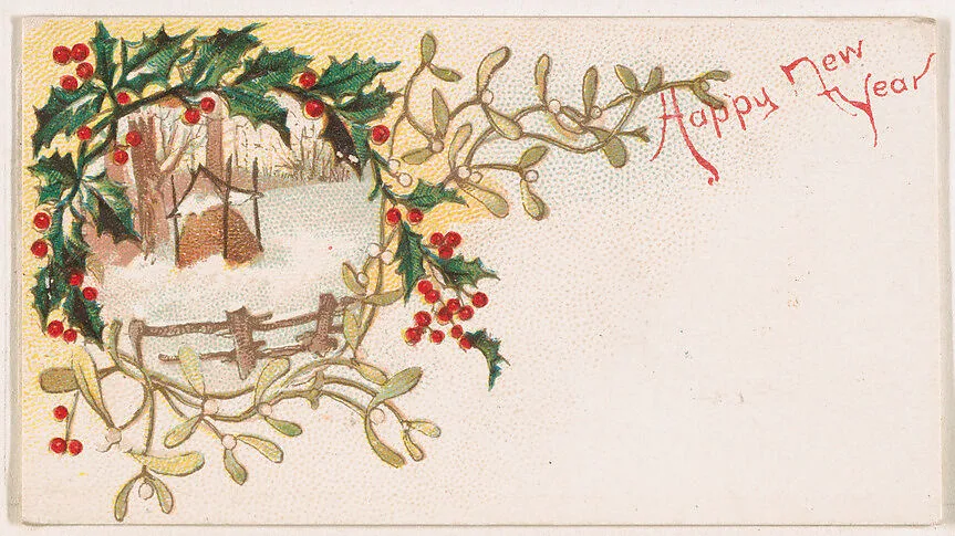 Happy New Year, from the New Years 1890 series (N227) issued by Kinney Bros. — Kinney Brothers Tobacco Company