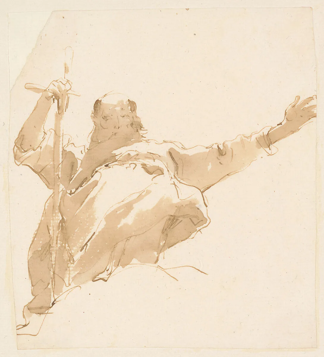 Old Man Holding a Sword, His Left Arm Outstretched — Giovanni Battista Tiepolo