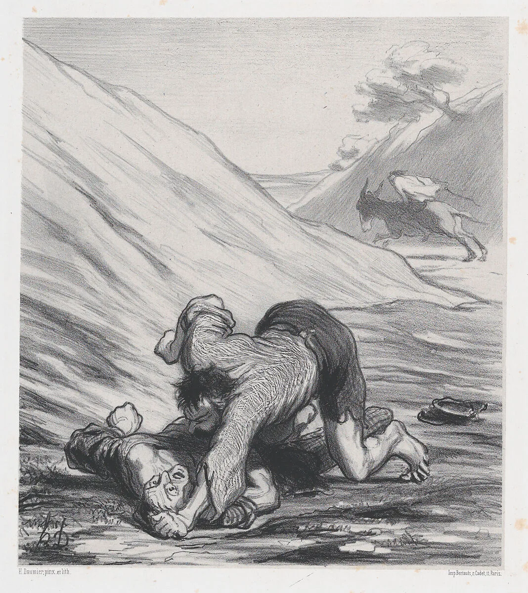 The ass and the two thieves, published in Souvenirs d'Artistes — Honoré Daumier|Bertauts