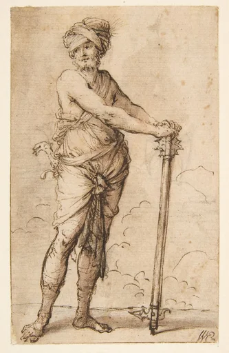 Turbaned Warrior Holding a Mace