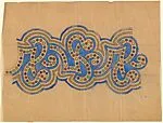 Horizontal Panel with Strings of Colored Circles Forming a Pattern of S's Outlined in Blue and Gold — Anonymous, French, 20th century