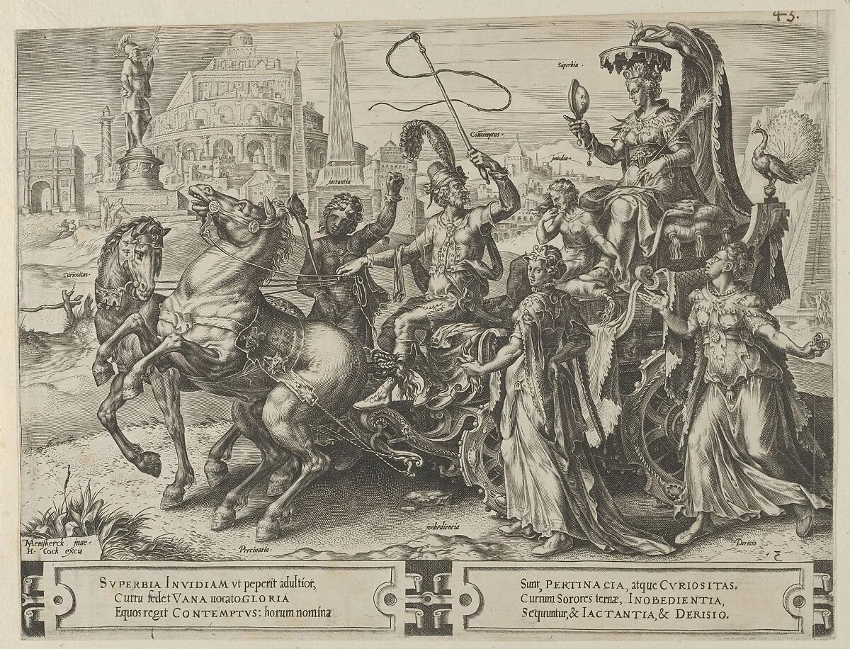 The Triumph of Pride, from The Cycle of the Vicissitudes of Human Affairs, plate 3 — Cornelis Cort|Maarten van Heemskerck|Hieronymus Cock