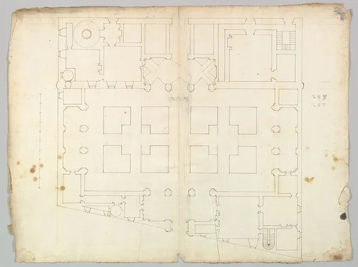 Palazzo Farnese, plan, garden extension (recto) blank (verso)