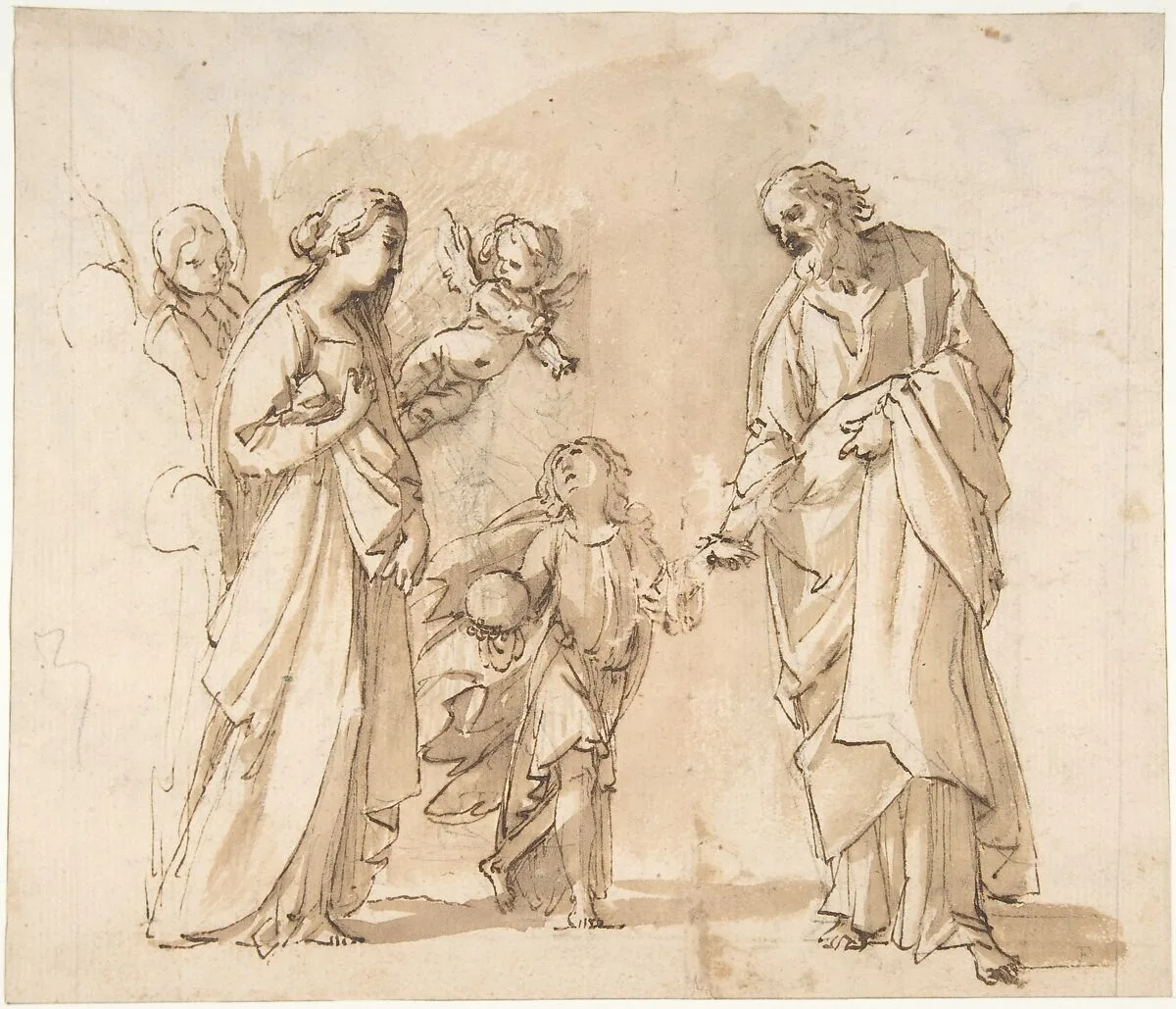 Return of the Holy Family from Egypt (recto); Studies for the Return from Egypt (verso) — Giovanni Baglione