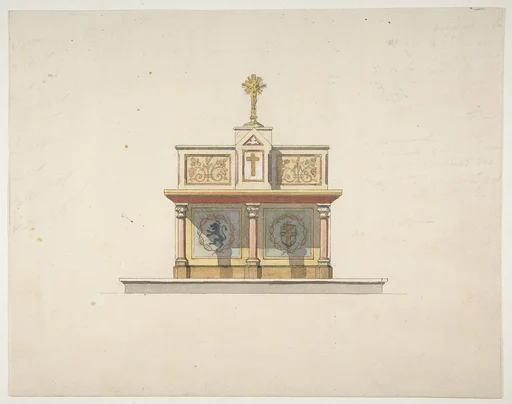 Design for an altar table surmounted by a crucifixion