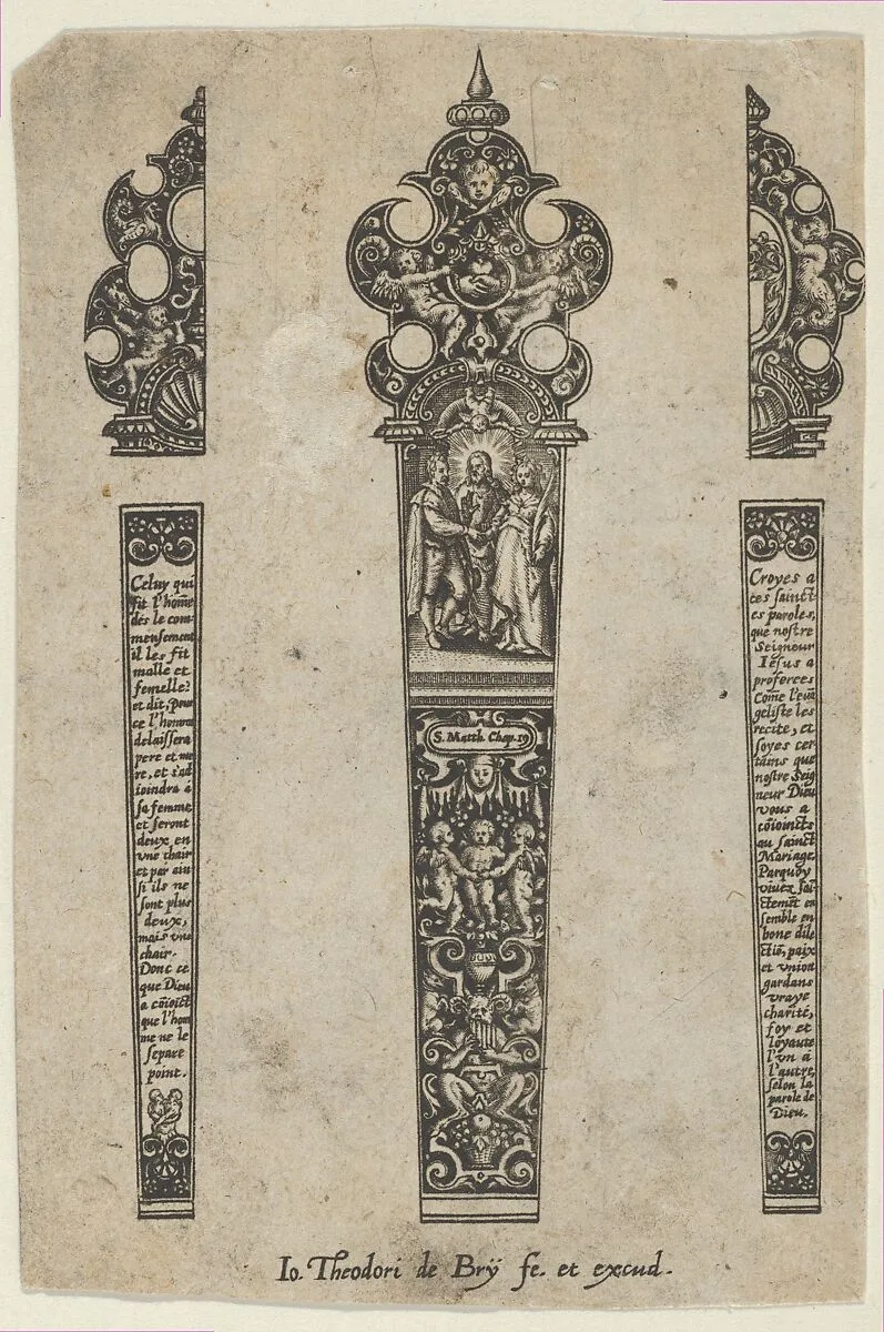 Design for a Knife Handle with a Scene of Christ Joining a Man and Woman — Johann Theodor de Bry