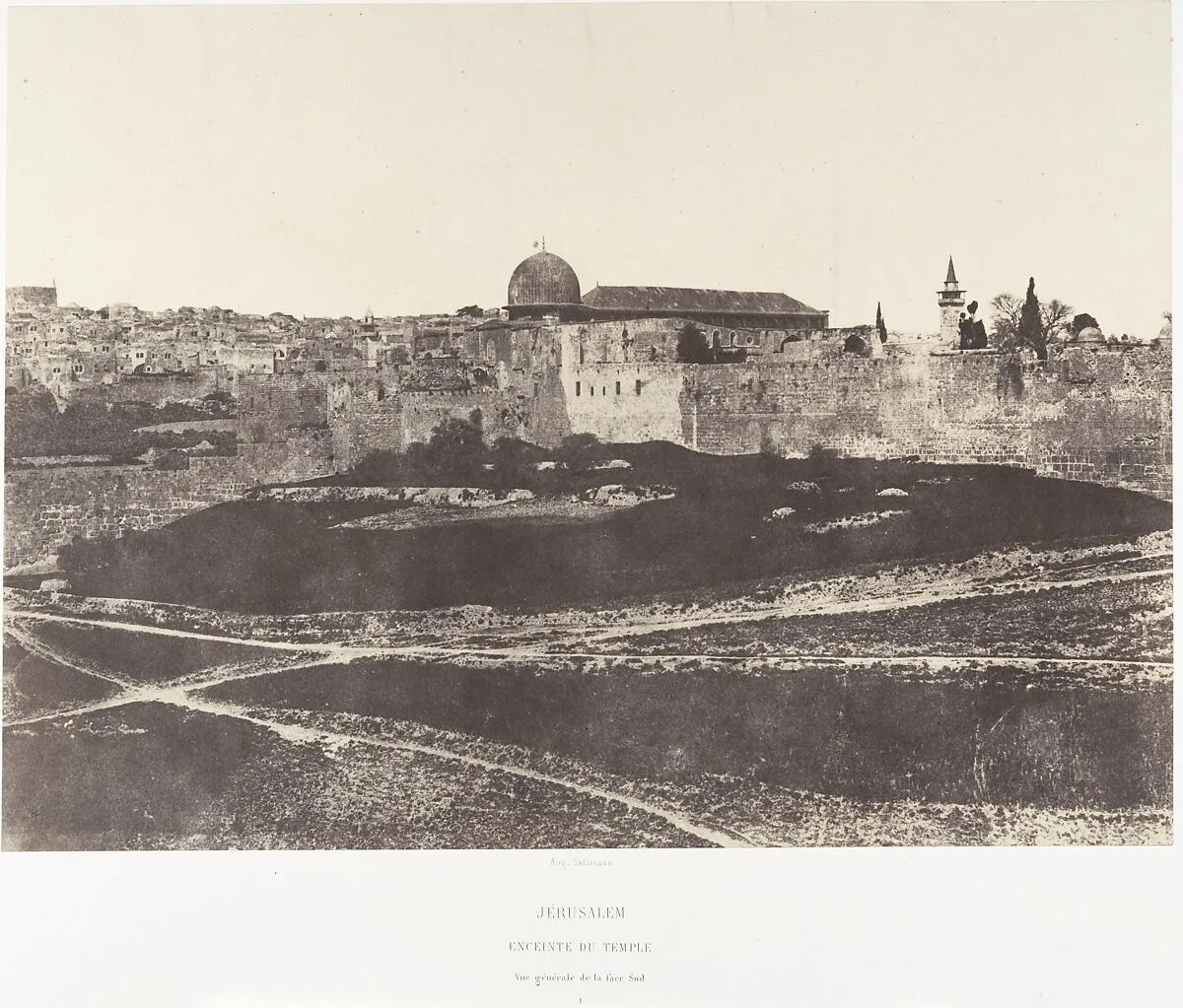 Jérusalem, Enceinte du Temple, Vue générale de la face Sud 1 — Imprimerie photographique de Blanquart-Évrard, à Lille|Auguste Salzmann