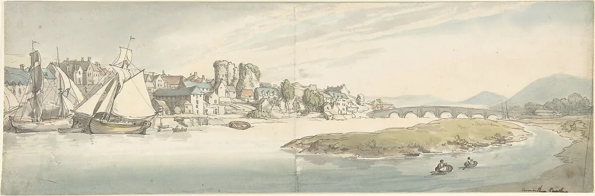 Carmarthen Castle, Wales — Thomas Rowlandson