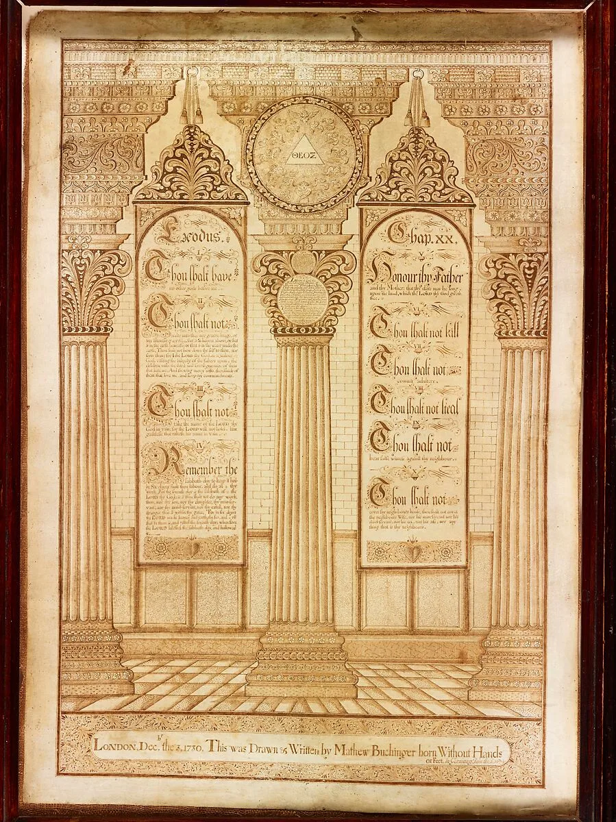 Ten Commandments, London, December 3, 1730 — Matthias Buchinger