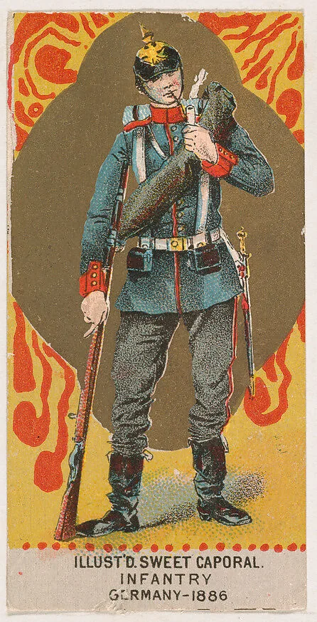 Infantry, Germany, 1886, from the Military Series (N224) issued by Kinney Tobacco Company to promote Sweet Caporal Cigarettes — Kinney Brothers Tobacco Company