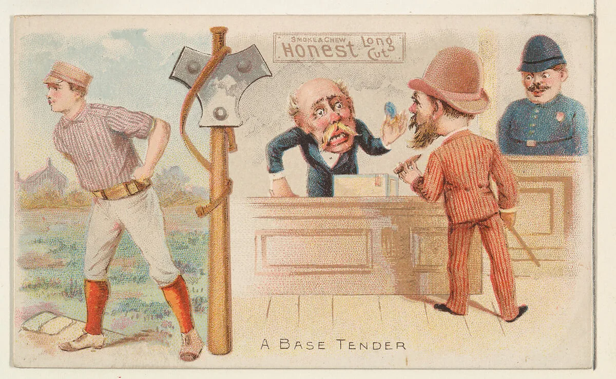 A Base Tender, from the Talk of the Diamond set (N135) issued by Duke Sons & Co., a branch of the American Tobacco Company — American Tobacco Company|Schumacher & Ettlinger|W. Duke, Sons & Co.