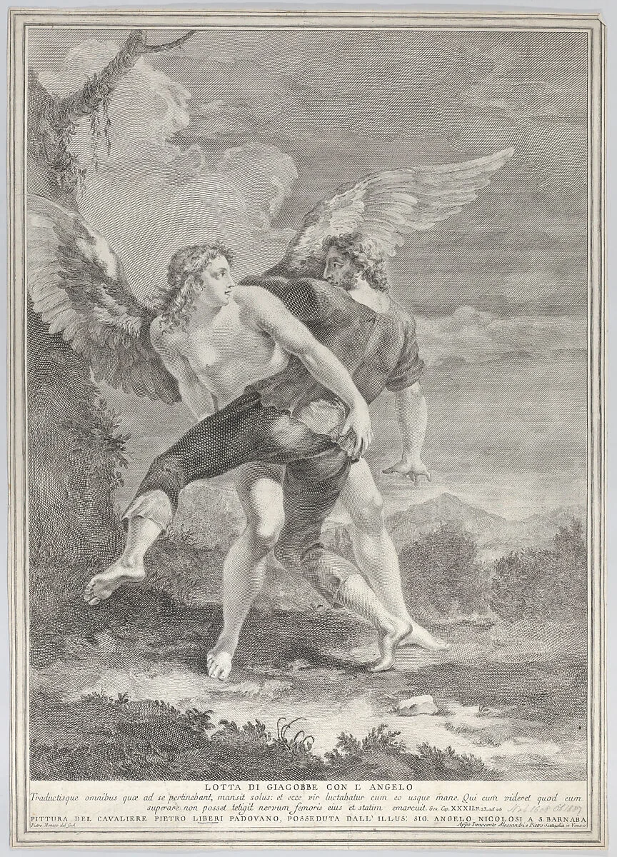 Jacob wrestling the angel — Pietro Monaco|Pietro Liberi