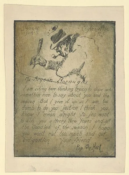 "Season's Greetings," 1924-1925, addressed to Mr. Bryson Boroughs — George Overbury "Pop" Hart