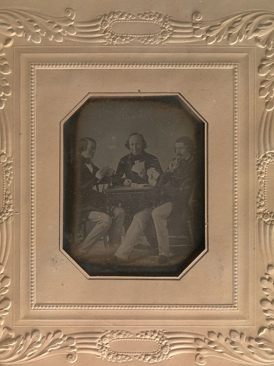 Three Men Playing Cards — W. & F. Langenheim|William Langenheim