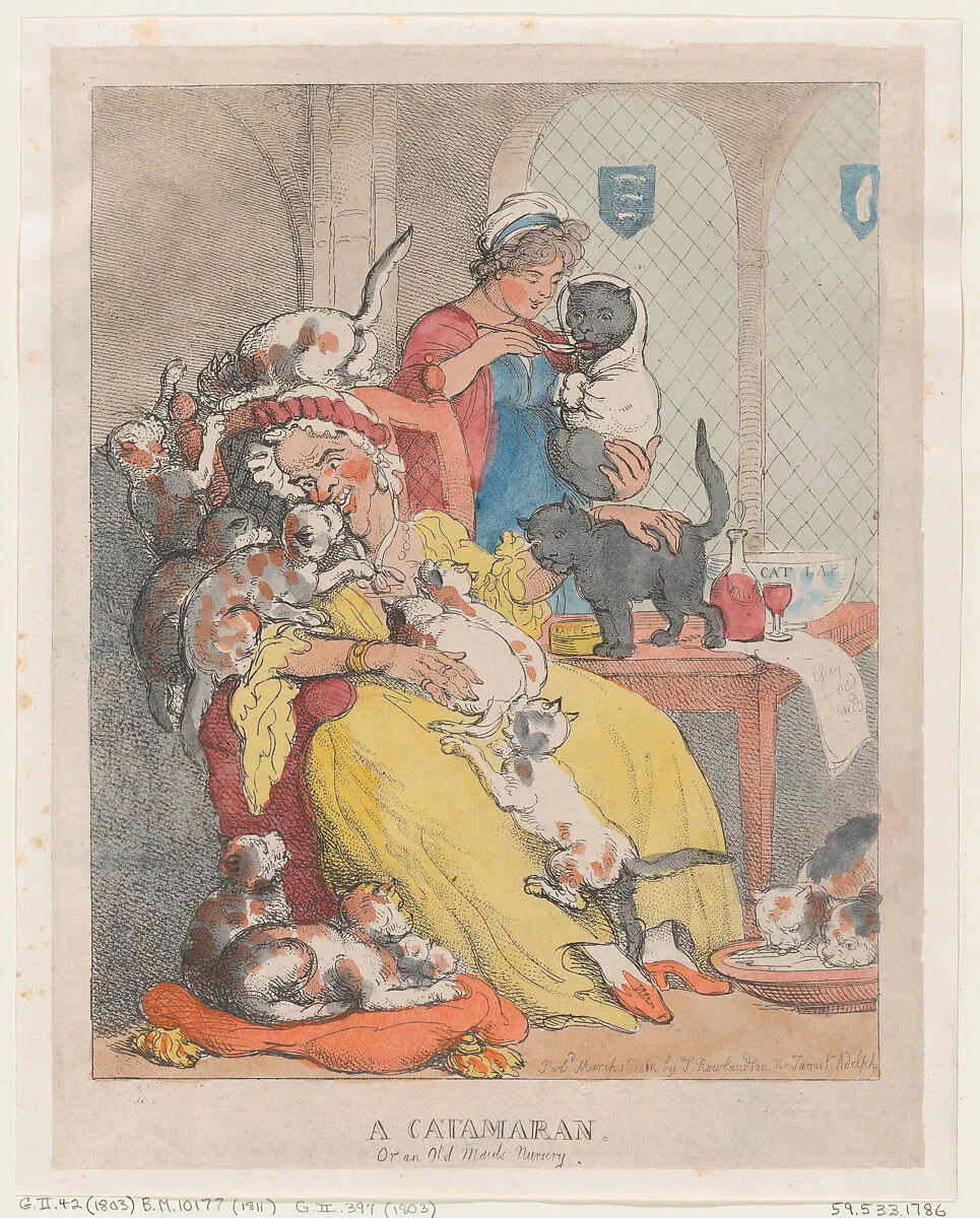 A Catamaran, or an Old Maid's Nursery — Thomas Rowlandson
