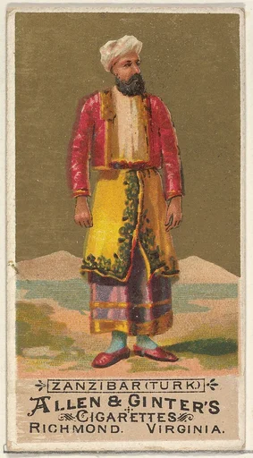 Zanzibar (Turk), from the Natives in Costume series (N16) for Allen & Ginter Cigarettes Brands