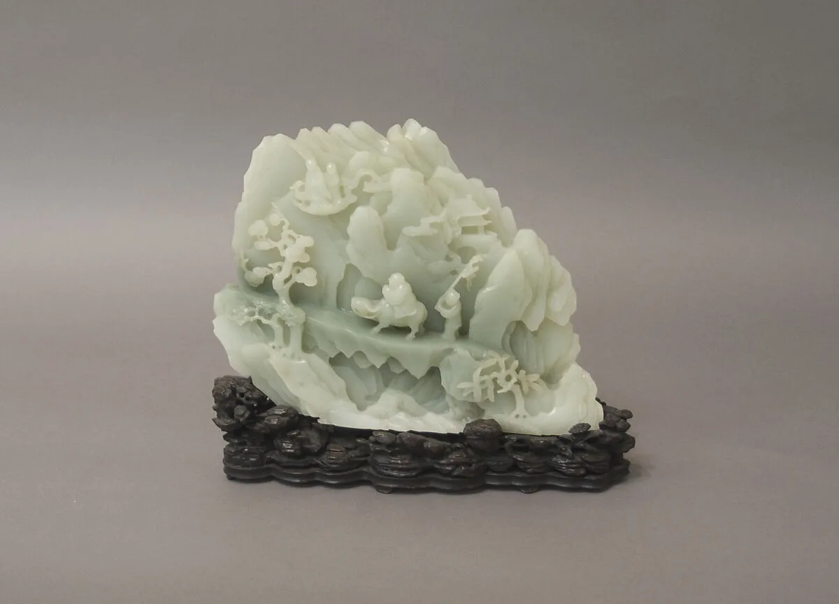 清 玉雕老子出關山子|Laozi crossing the Han Pass — Unknown