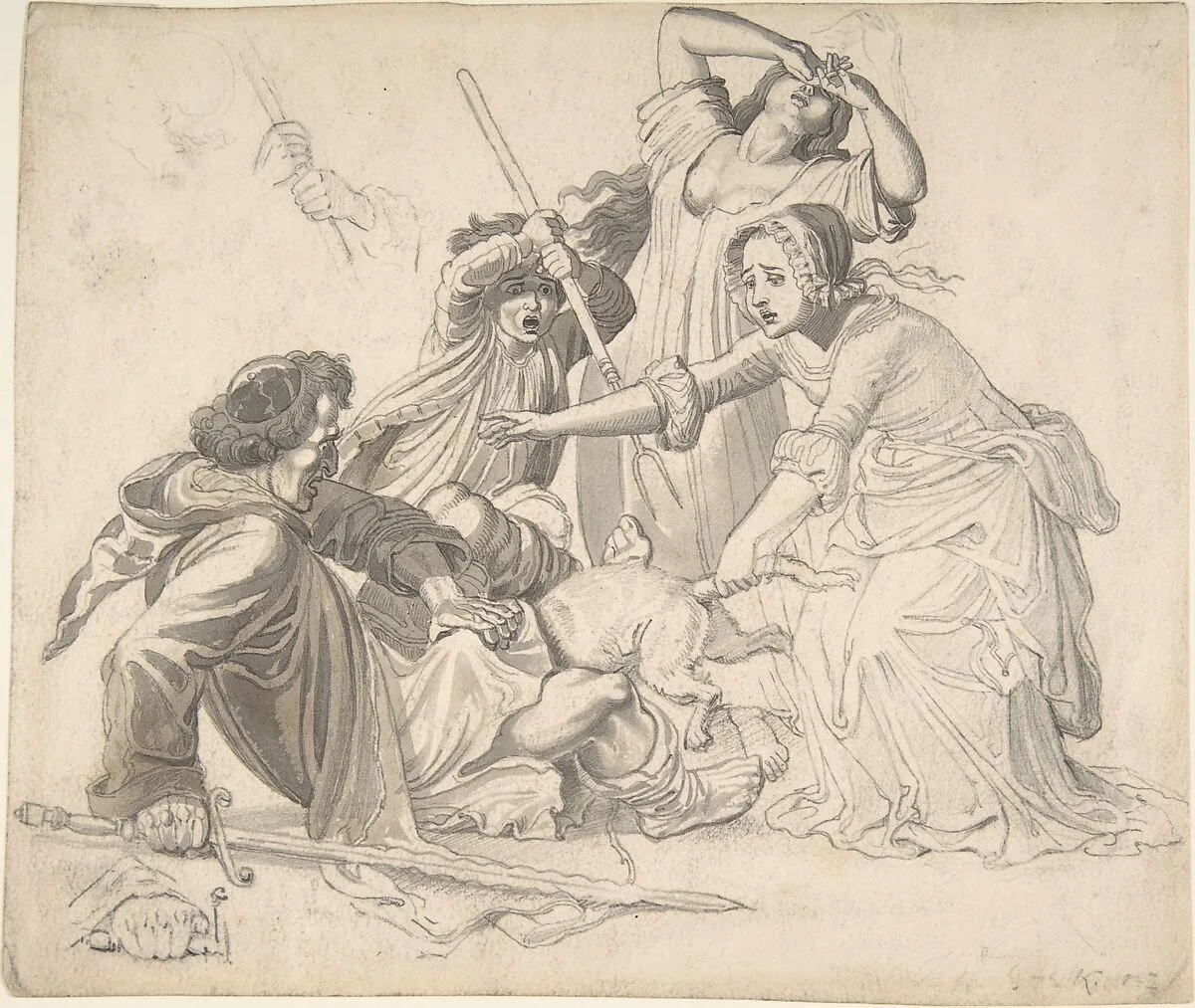Illustration for Reinecke Fuchs: Tomcat Hinz being hit instead of Reinecke — Wilhelm von Kaulbach