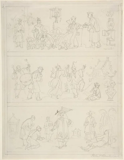 Three Friezes of Chinese Figures