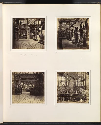 [Court of Ancient Monuments; German Medieval Court; View with Statue of Albert of Bavaria; Elevated View of Central Transept]