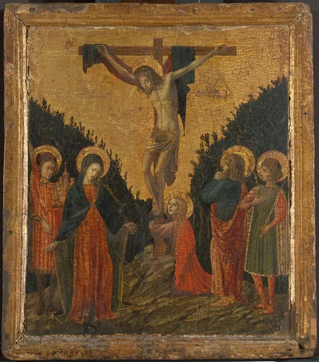 Christ on the Cross with the Virgin, Saint John the Evangelist, Saint Mary Magdalen, and Two Male Saints